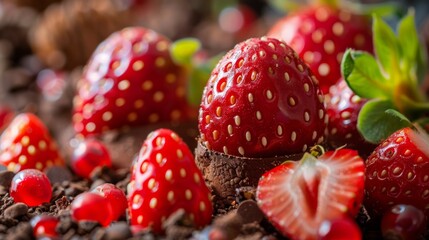 Close-up of strawberries and chocolate