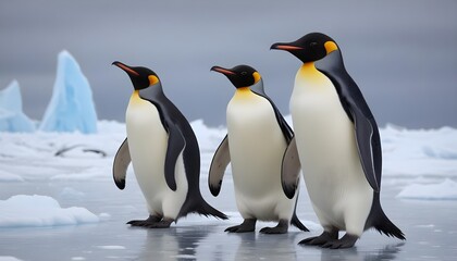 In icy Antarctica penguins dance and thrive, defying the harshness of their environment with their resilient spirits 