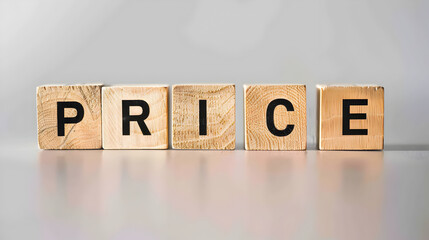Wooden Blocks Spelling Price on Table
