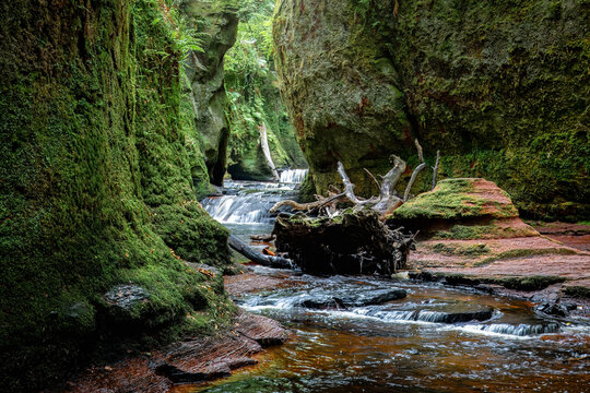 The Devils Pulpit a beautiful gorge in the Scottish landscape close to Loch Lomond and the Trossachs National Park. A former filming location for the Outlander series