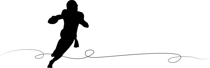 Fototapeta premium line art american football Player Black Silhouette On White Background