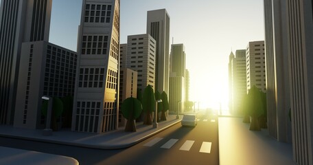 Realistic 3D Render of Paper City Model