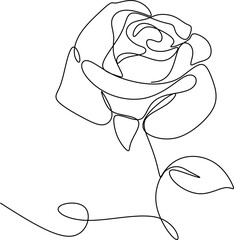 The flower is drawn as a continuous line. Vector illustration.