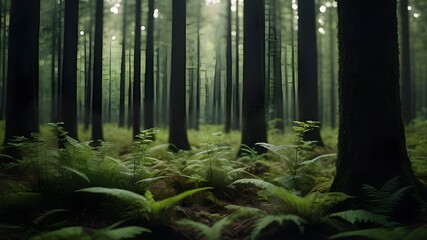 forest in the evening, no people