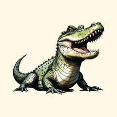 Fototapeta premium Vintage Watercolor Crocodile Illustration