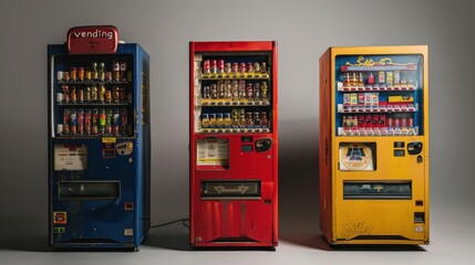 A vending machine with a red and white sign