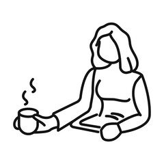 Businesswoman drink coffee icon mark in filled style