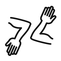 elbow greeting icon mark in filled style