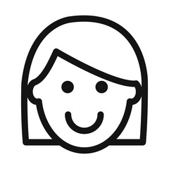 Happy girl face icon mark in filled style