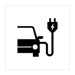 Electric Vehicle charging icon. Eco-Friendly car icon vector. EV car pictogram. EV car hybrid vehicles charging plug icon.