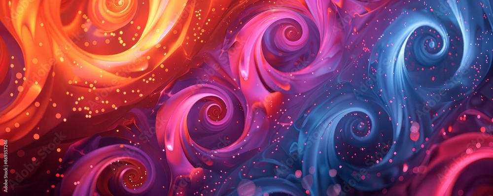 Poster repetitive patterns of neon spirals