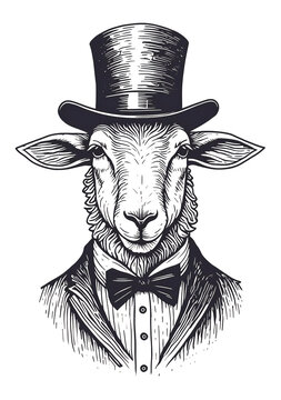 recommend clip art: 紳士の格好をした羊のイラスト