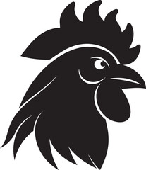 chicken head icon,silhouette black color 