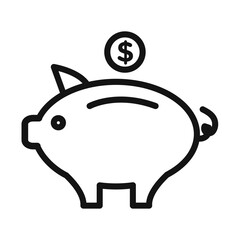Piggy bank icon mark in filled style