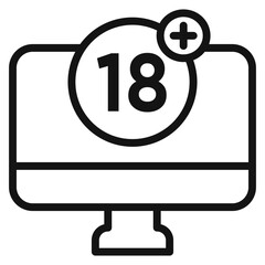 plus 18 movie icon mark in filled style