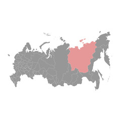 Sakha map, administrative division of Russia. Vector illustration.