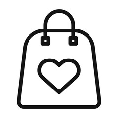 Shopping bag with heart icon mark in filled style