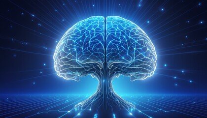 human brain in the blue space