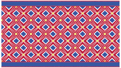 The seamless red, blue, white and light-yellow grid pattern, a colorful and unique