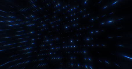 Glow Chromatic particles abstract background. Beautiful futuristic glittering in space on black background.