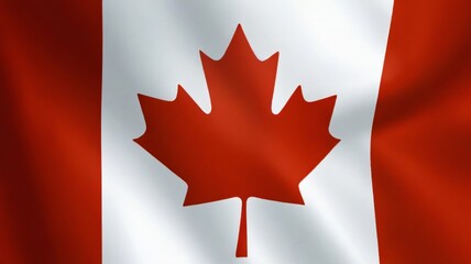 Fototapeta premium Beautiful Canadian flag flying in the outdoor. Canadian flag waving on the wind, unfiltered and natural lighting, good for multimedia online content
