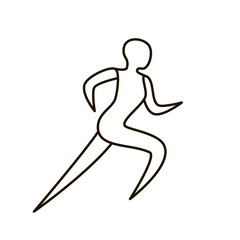 Run, body silhouette runner woman, running sport training, line icon. Run, game competition, jog workout. Vector