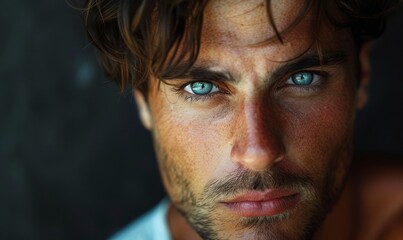 Man with a strong jawline and intense gaze