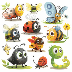 Coloured insects collection