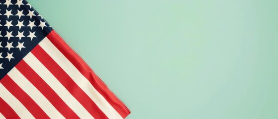 A clean 4th of July banner with a simple, stylized American flag in muted tones with copy space