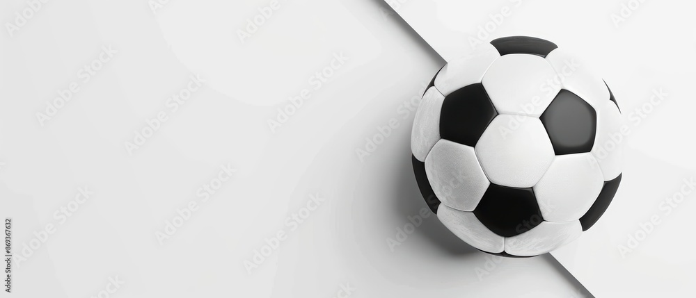 Poster a clean sport banner with a stylized soccer ball and simple lines in a monochrome scheme with copy s