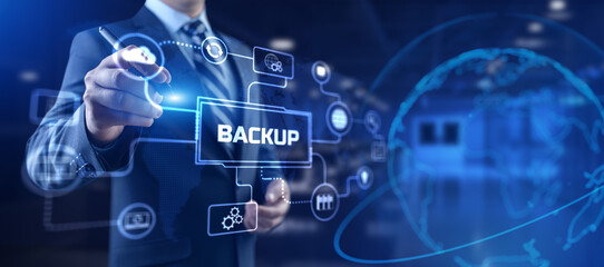 Backup Disaster recovery data protection technology concept.