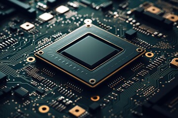 Fototapeta premium Electronic circuit board close up. 