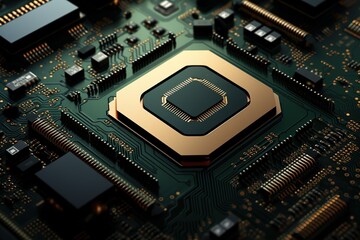 Electronic circuit board close up.
