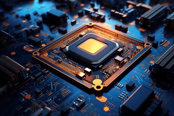 Electronic circuit board close up.
