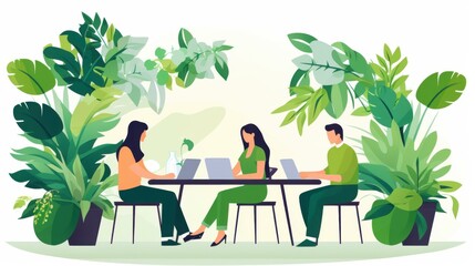 Fototapeta premium Team of professionals collaborating in modern office environment