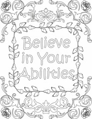 Printable floral coloring page for kids and adults with motivational quote for self love and self care. it helps to struggle against life to enjoy the tough journey
