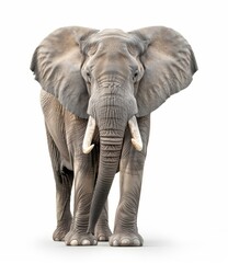 Majestic African Elephant on White Background