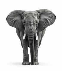 Majestic Elephant Standing Isolated on White Background