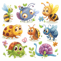 Coloured insects collection