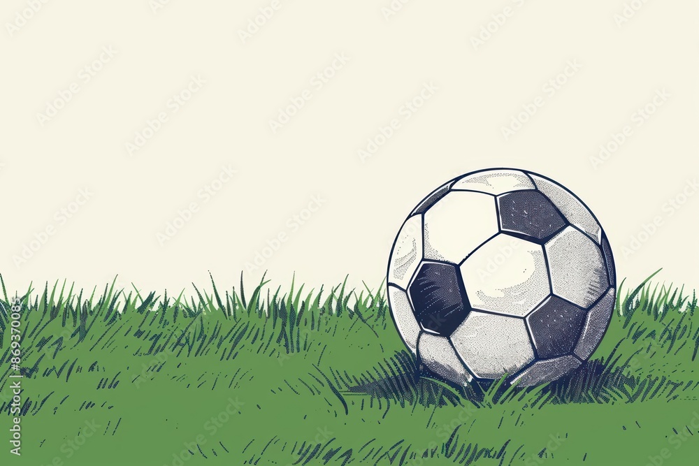 Poster a minimalistic soccer banner with a stylized field layout in subtle tones with copy space