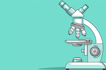 Fototapeta premium A minimalistic science banner with a subtle outline of a microscope in soft colors with copy space