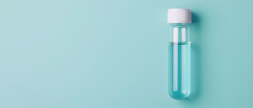 A modern science banner showcasing a single test tube with a minimalist design with copy space