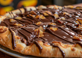 Sweet Brazilian pizza with a lot of chocolate