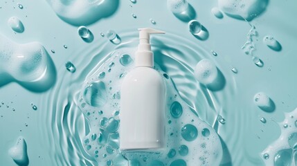 Minimalistic white bottle with bubbles and ripples