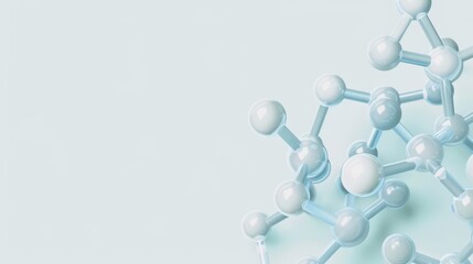 A streamlined science banner displaying an abstract molecule structure in muted tones with copy space