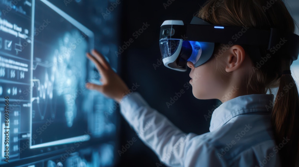 Poster a teacher using interactive holograms to engage students in a cuttingedge classroom with copy space