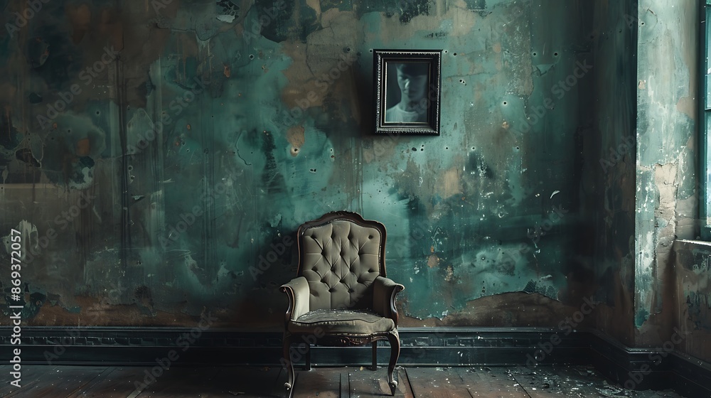 Poster an empty chair with a photograph of a missing person placed on it, representing the absence felt on 
