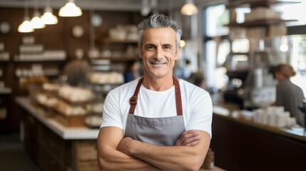 Fototapeta premium Confident male business owner at coffee shop