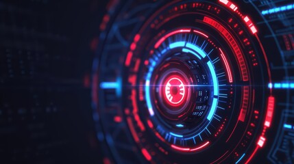 Fototapeta premium Abstract depiction of Independence Day with glowing HUD highlights and contemporary design with copy space