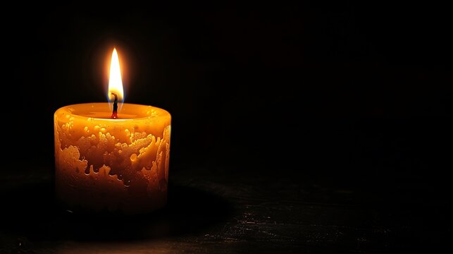 A poignant image of a solitary candle burning in the dark, symbolizing hope and remembrance for the disappeared on the International Day of Remembrance of Enforced Disappearance. Copy space for text,